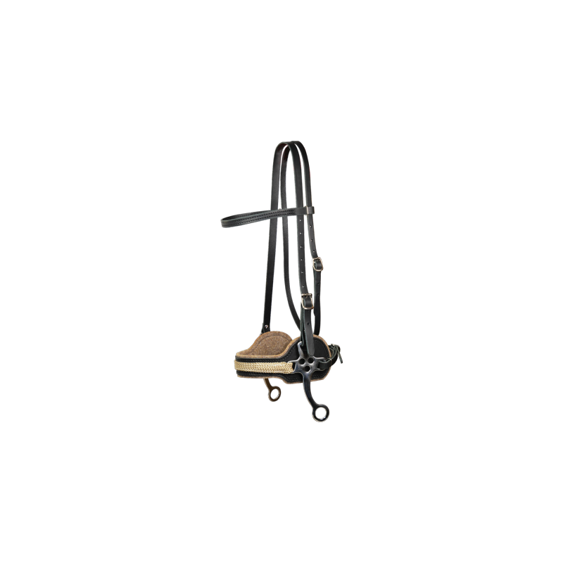 Hackamore en Cuir et Feutre de Laine avec bridon complet